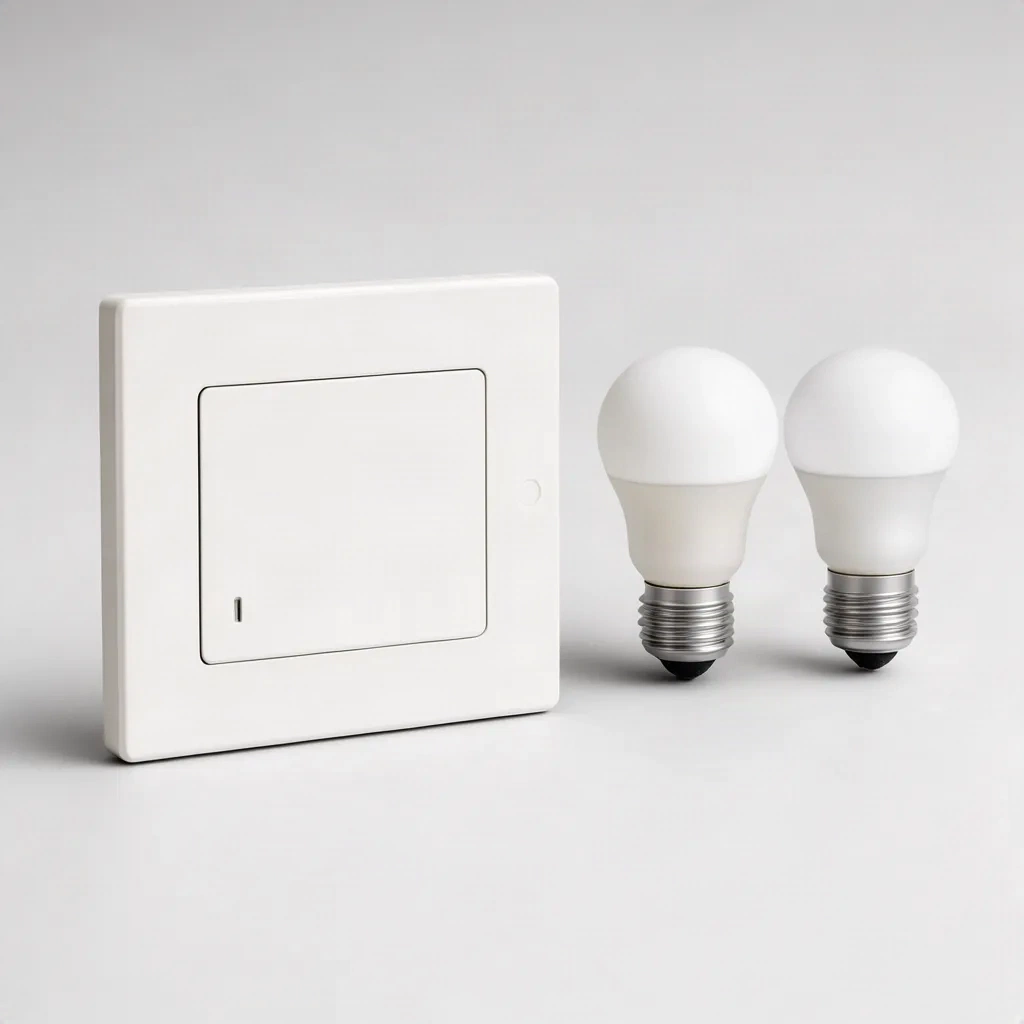 Interrupteur connecté et deux ampoules connectées Lumio